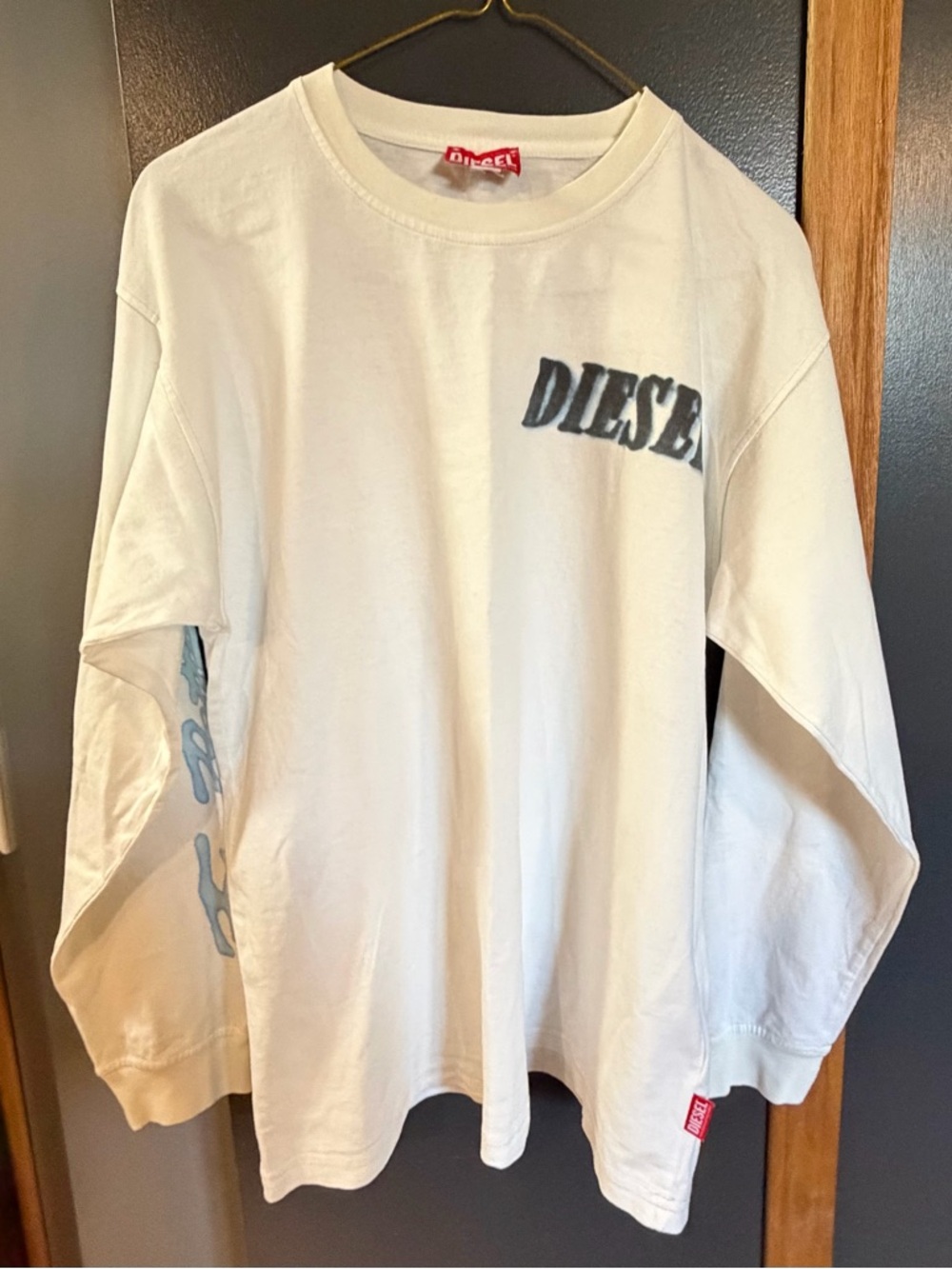 Diesel White Long Sleeve Logo Tee - Picture 1 of 5